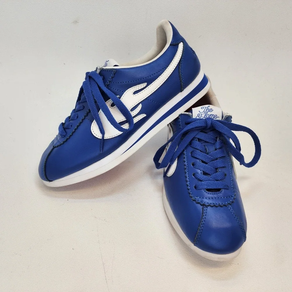 Mens Size 6 YG 4Hunnid The Flame Blue White Red Flame Design Sole Sneakers